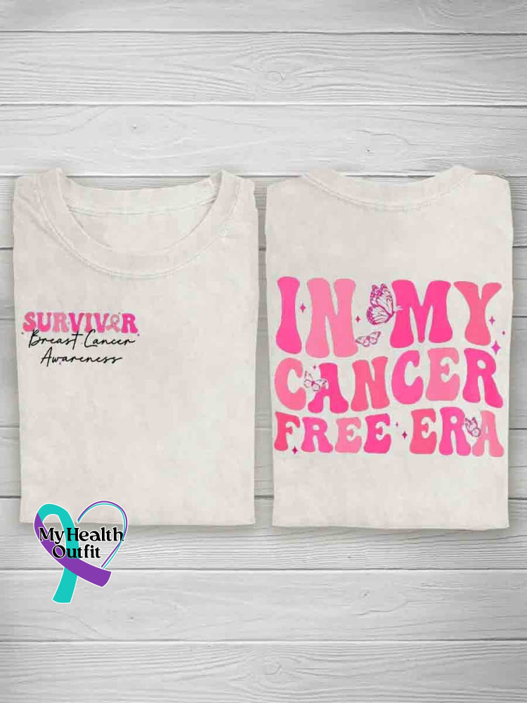 In My Cancer Free Era October Pink Art Print Casual T-Shirt White / S