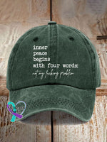 Inner Peace Begins With Four Words Print Baseball Cap Army Green / One-Size