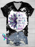 It’s Okay Sunflower Print Short Sleeve T-Shirt Black / S