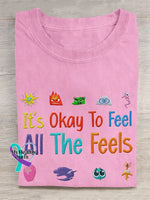It’s Okay To Feel All The Feels Vintage Art Print Shirt Pink / S