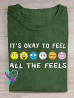 It’s Okay To Fell All The Feels Art Print T-shirt Green / S