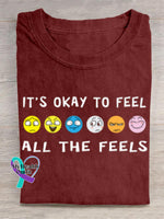 It’s Okay To Fell All The Feels Art Print T-shirt Red / S