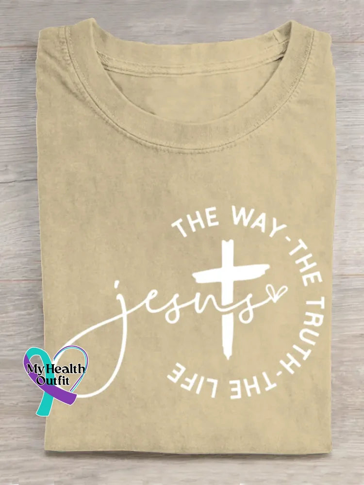 Jesus Vintage Art Print T-shirt Apricot / S