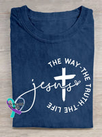 Jesus Vintage Art Print T-shirt Blue / S