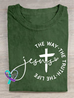 Jesus Vintage Art Print T-shirt Green / S