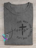 Jesus Vintage Art Print T-shirt Grey / S