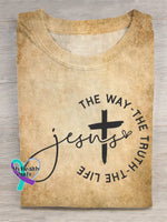 Jesus Vintage Art Print T-shirt Khaki / S