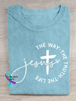 Jesus Vintage Art Print T-shirt LightBlue / S