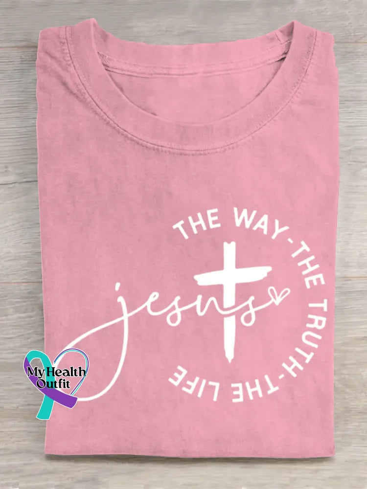 Jesus Vintage Art Print T-shirt Pink / S