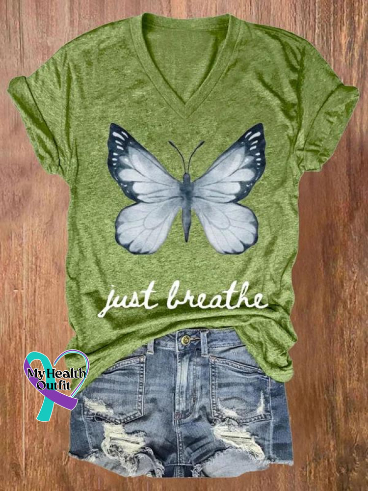 Just Breathe Art Casual T-Shirt Green / S