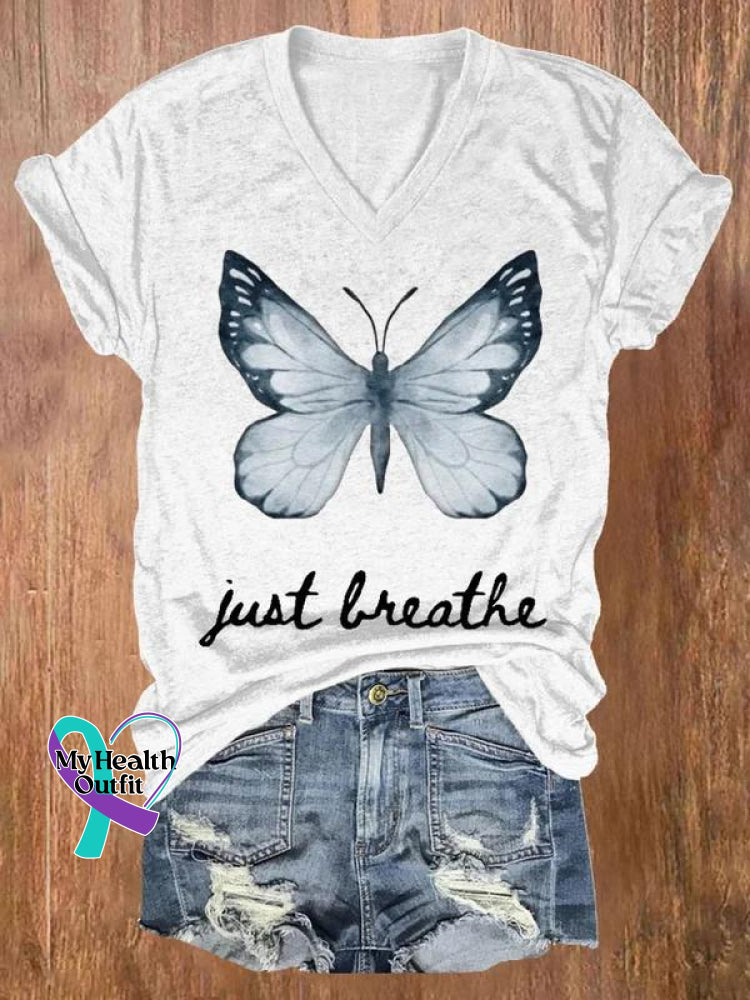 Just Breathe Art Casual T-Shirt White / S