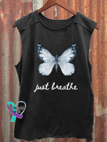 Just Breathe Art Print Casual Shirt Black / S