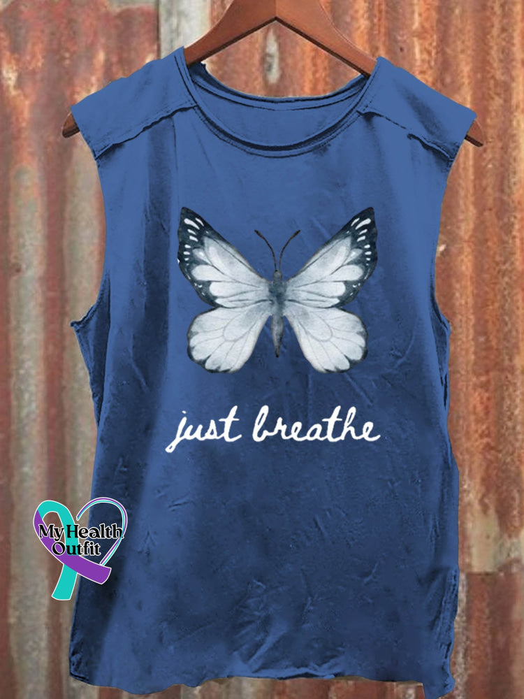 Just Breathe Art Print Casual Shirt Blue / S