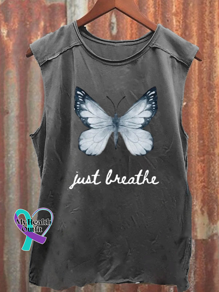 Just Breathe Art Print Casual Shirt Grey / S