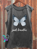 Just Breathe Art Print Casual Shirt Grey / S