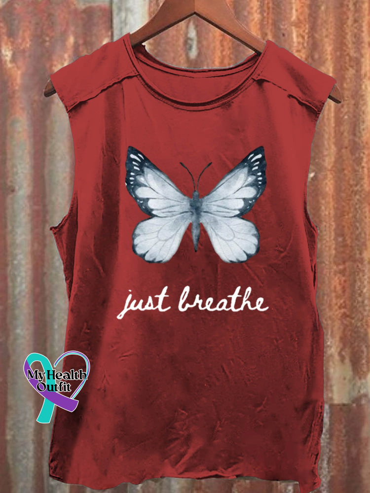 Just Breathe Art Print Casual Shirt Red / S