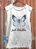 Just Breathe Art Print Casual Shirt White / S