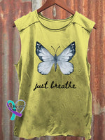 Just Breathe Art Print Casual Shirt Yellow / S