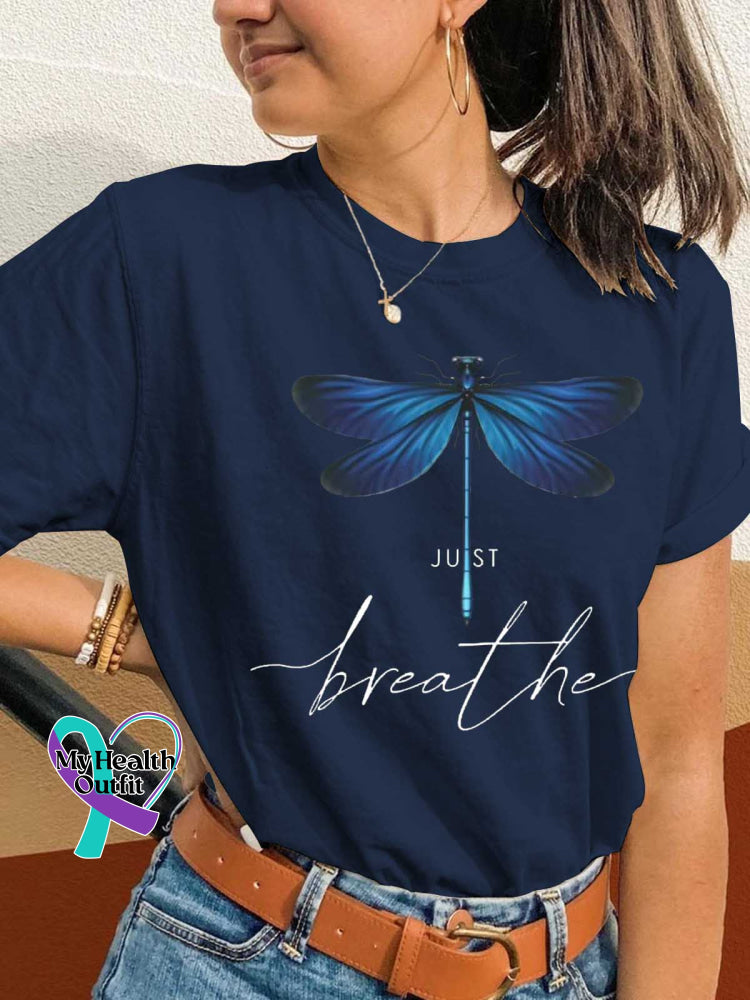 Just Breathe Dragonfly T-shirt Blue / S