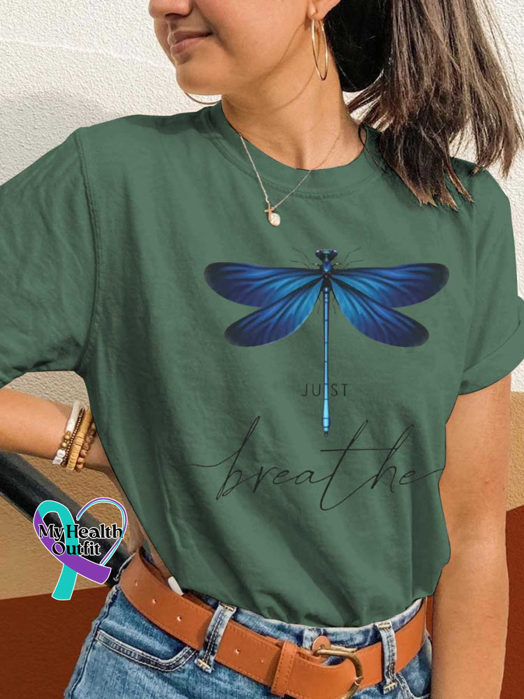 Just Breathe Dragonfly T-shirt Green / S