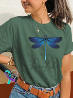 Just Breathe Dragonfly T-shirt Green / S