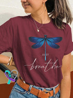 Just Breathe Dragonfly T-shirt Red / S