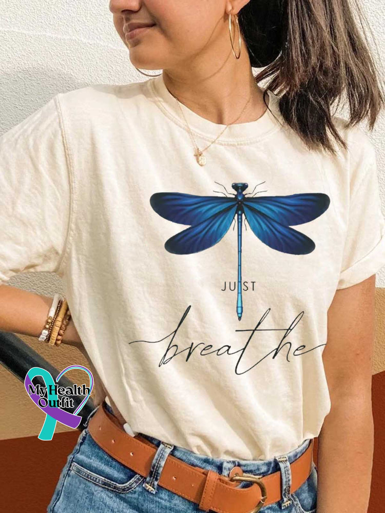 Just Breathe Dragonfly T-shirt Sand / S