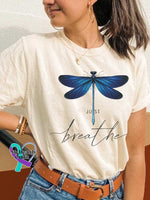 Just Breathe Dragonfly T-shirt Sand / S