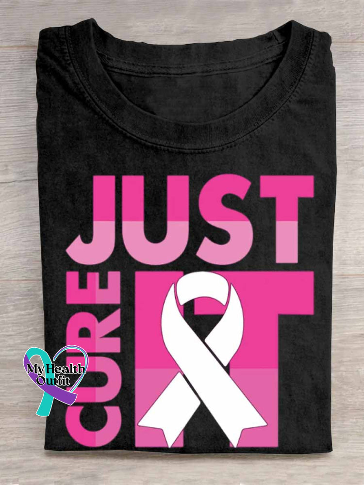 Just Cure It Breast Cancer Awareness Art Print T shirt Black / S