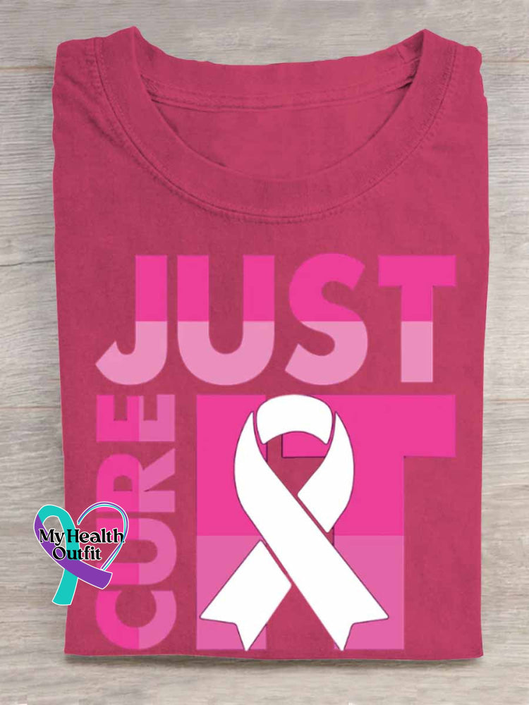 Just Cure It Breast Cancer Awareness Art Print T shirt Pink / S