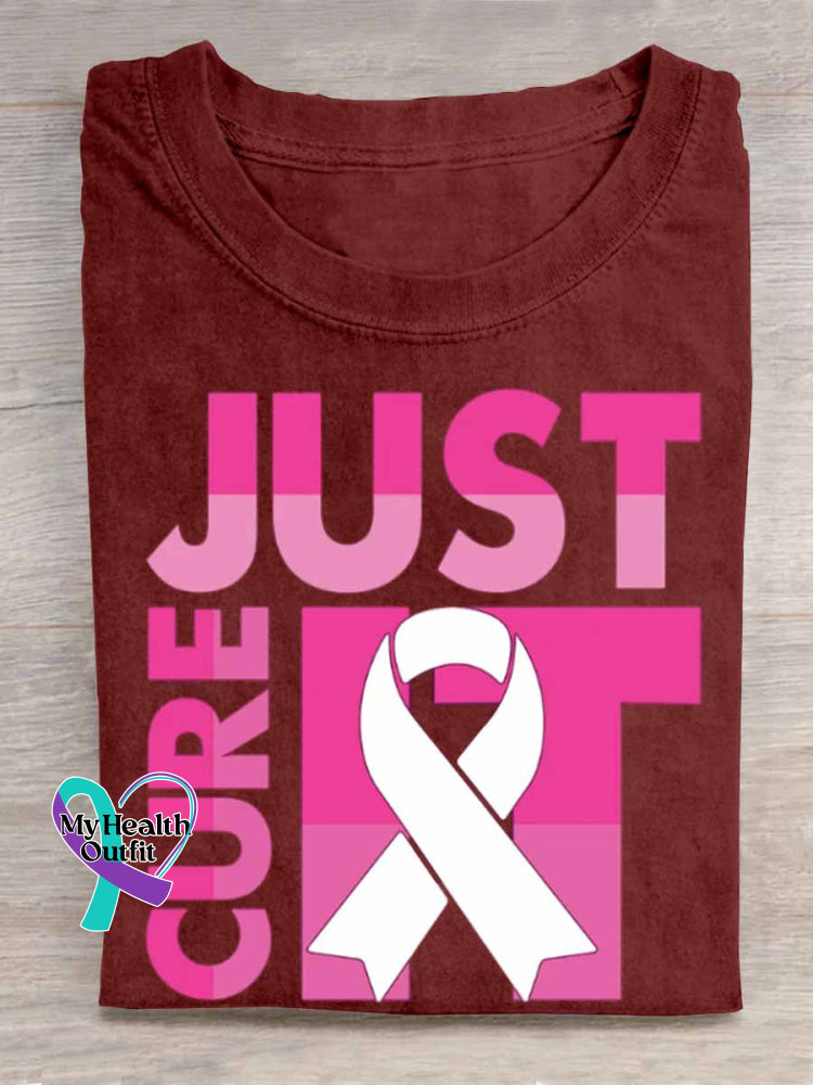 Just Cure It Breast Cancer Awareness Art Print T shirt Red / S