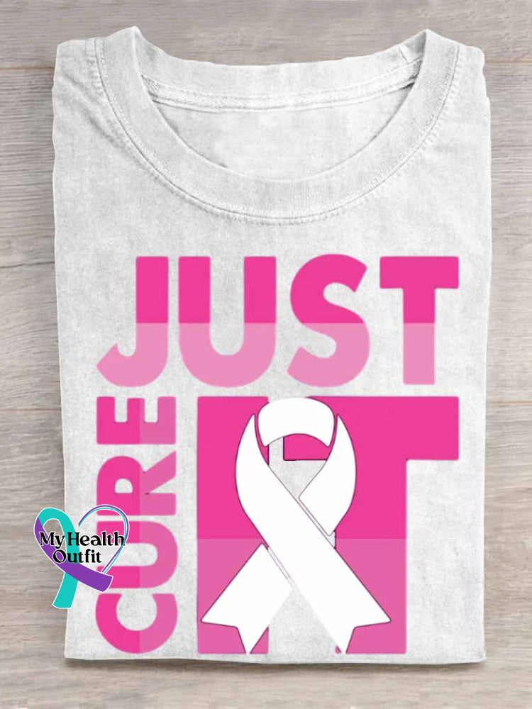 Just Cure It Breast Cancer Awareness Art Print T shirt White / S