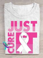 Just Cure It Breast Cancer Awareness Art Print T shirt White / S