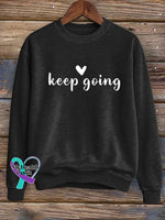 Keep Going Print Casual Sweatshirt Black / S