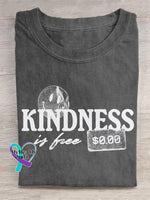 “Kindness Is Free” Positive Attitude Statement Slogan Printed T-Shirt Grey / S