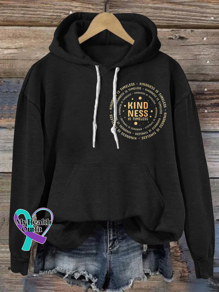 Kindness Printed Casual Hoodie Black / S