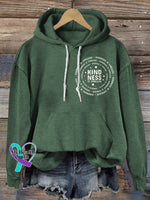 Kindness Printed Casual Hoodie Green / S