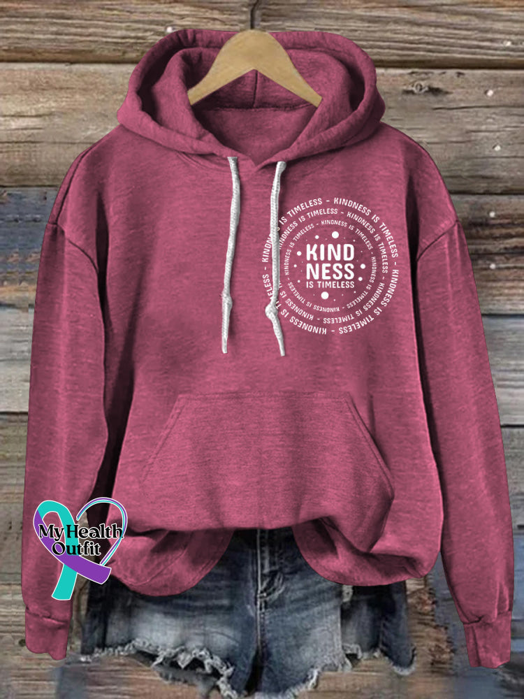 Kindness Printed Casual Hoodie RoseRed / S