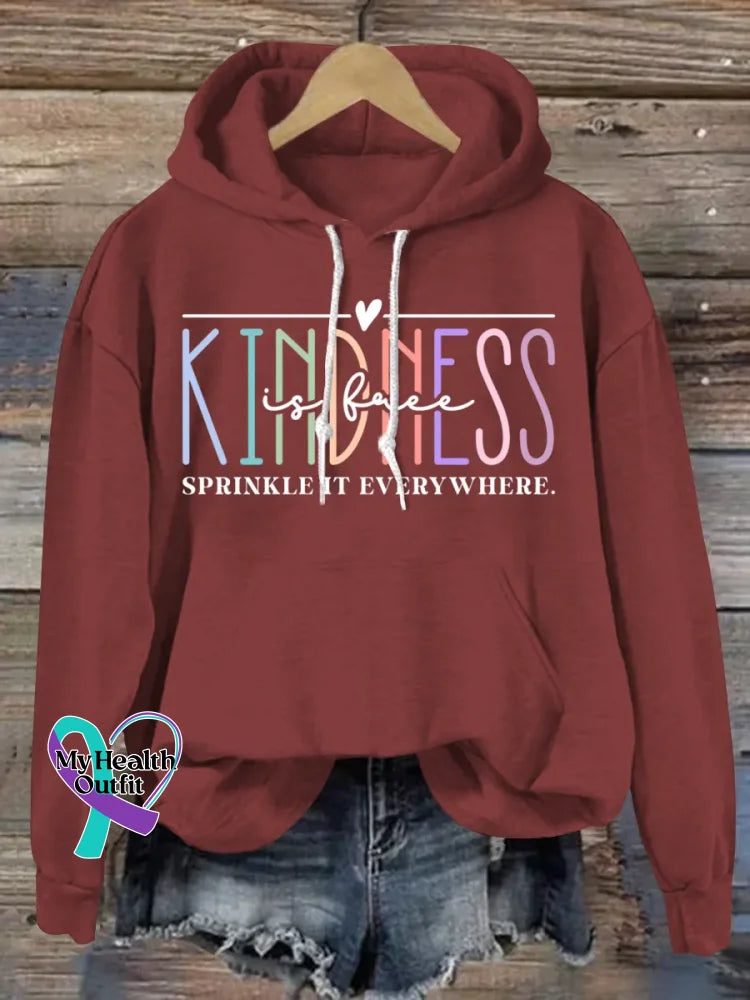 Kindness Vintage Art Print Casual Sweatshirt Red / S