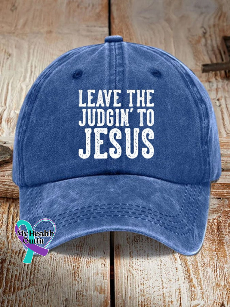 Leave The Judgin’ To Jesus Print Hat Blue / One-Size