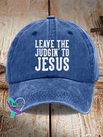 Leave The Judgin’ To Jesus Print Hat Blue / One-Size