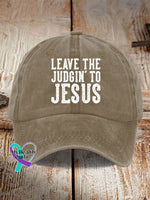 Leave The Judgin’ To Jesus Print Hat Khaki / One-Size