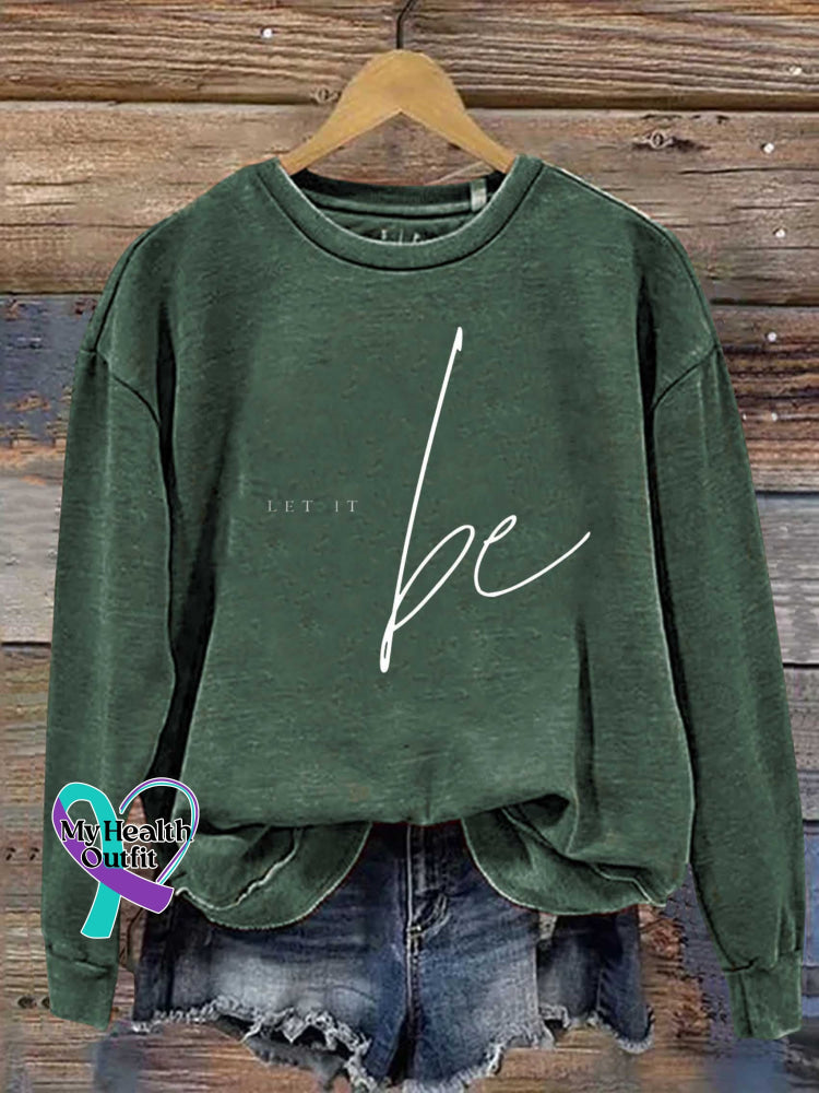 Let It Be Print Casual Sweatshirt Green / S