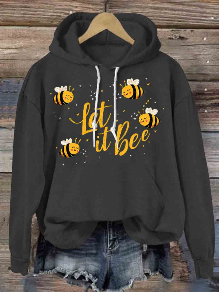 Let It Bee Art Casual Hoodie Sweatshirt Black / S