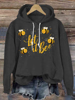 Let It Bee Art Casual Hoodie Sweatshirt Black / S