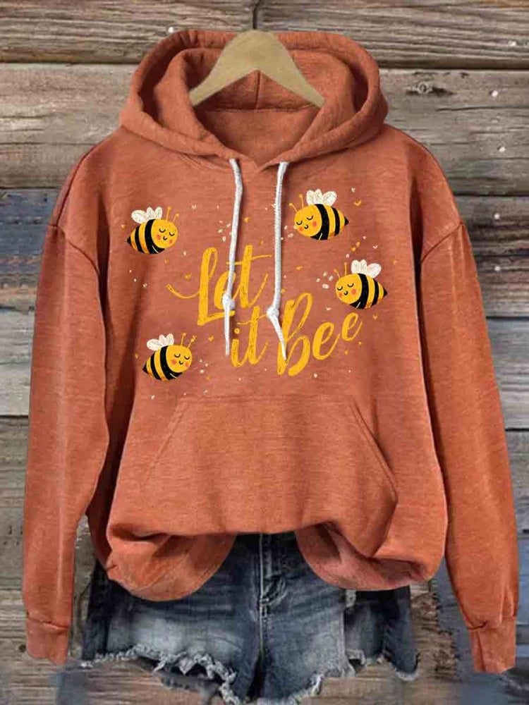 Let It Bee Art Casual Hoodie Sweatshirt Orange / S
