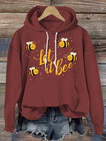 Let It Bee Art Casual Hoodie Sweatshirt Red / S
