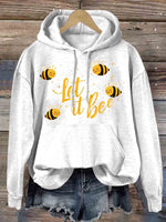 Let It Bee Art Casual Hoodie Sweatshirt White / S