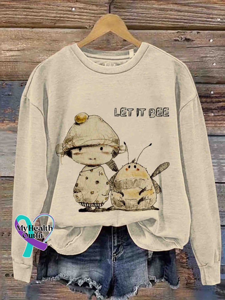 Let It Bee Art Casual Sweatshirt Apricot / S