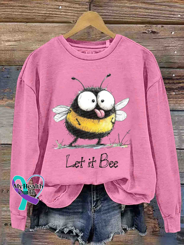 Let It Bee Art Casual Sweatshirt Pink / S